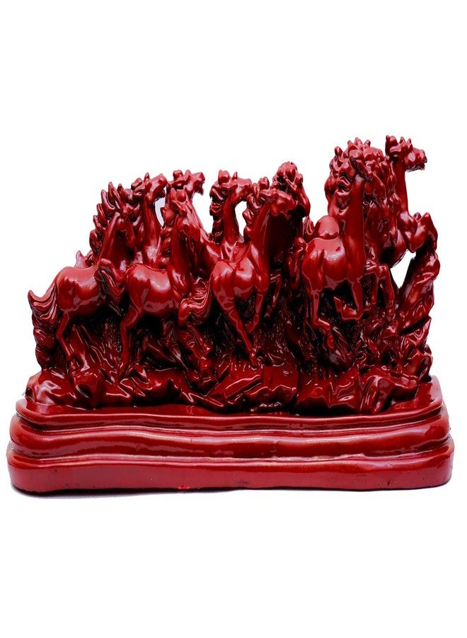 INARA Creation 12 Running Horses Statue/Showpiece for Home/Office/Living Room Decoration - Red - Image 2